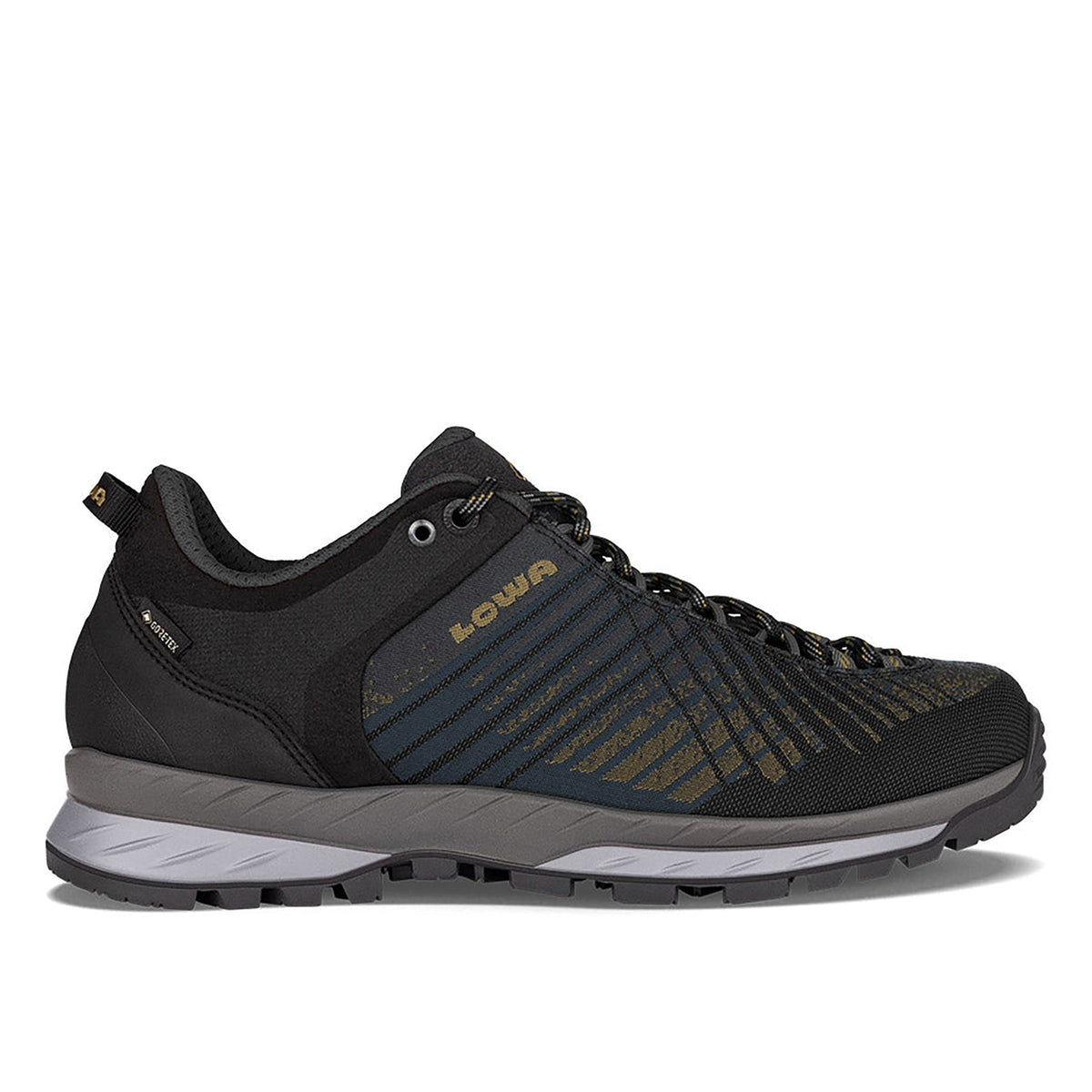 Men's LOWA CAREZZA GTX LO backpacking boot in ANTHRACITE/BRONZE with GORE-TEX waterproof protection for backpacking. SKU 2110657945