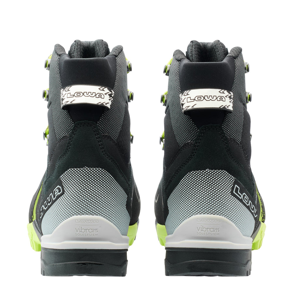 Men's LOWA CERVINO GTX MID mountaineering boot in BLACK/LIME with GORE-TEX waterproof protection for mountaineering. SKU 2110309903