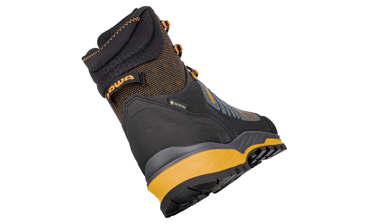 Men's LOWA MANGART GTX MID mountaineering boot in ANTHRACITE/FLAME with GORE-TEX waterproof protection for mountaineering. SKU 2110867935