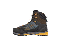 Men's LOWA MANGART GTX MID mountaineering boot in ANTHRACITE/FLAME with GORE-TEX waterproof protection for mountaineering. SKU 2110867935