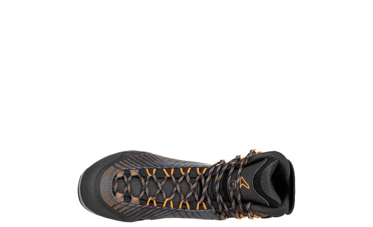 Men's LOWA MANGART GTX MID mountaineering boot in ANTHRACITE/FLAME with GORE-TEX waterproof protection for mountaineering. SKU 2110867935