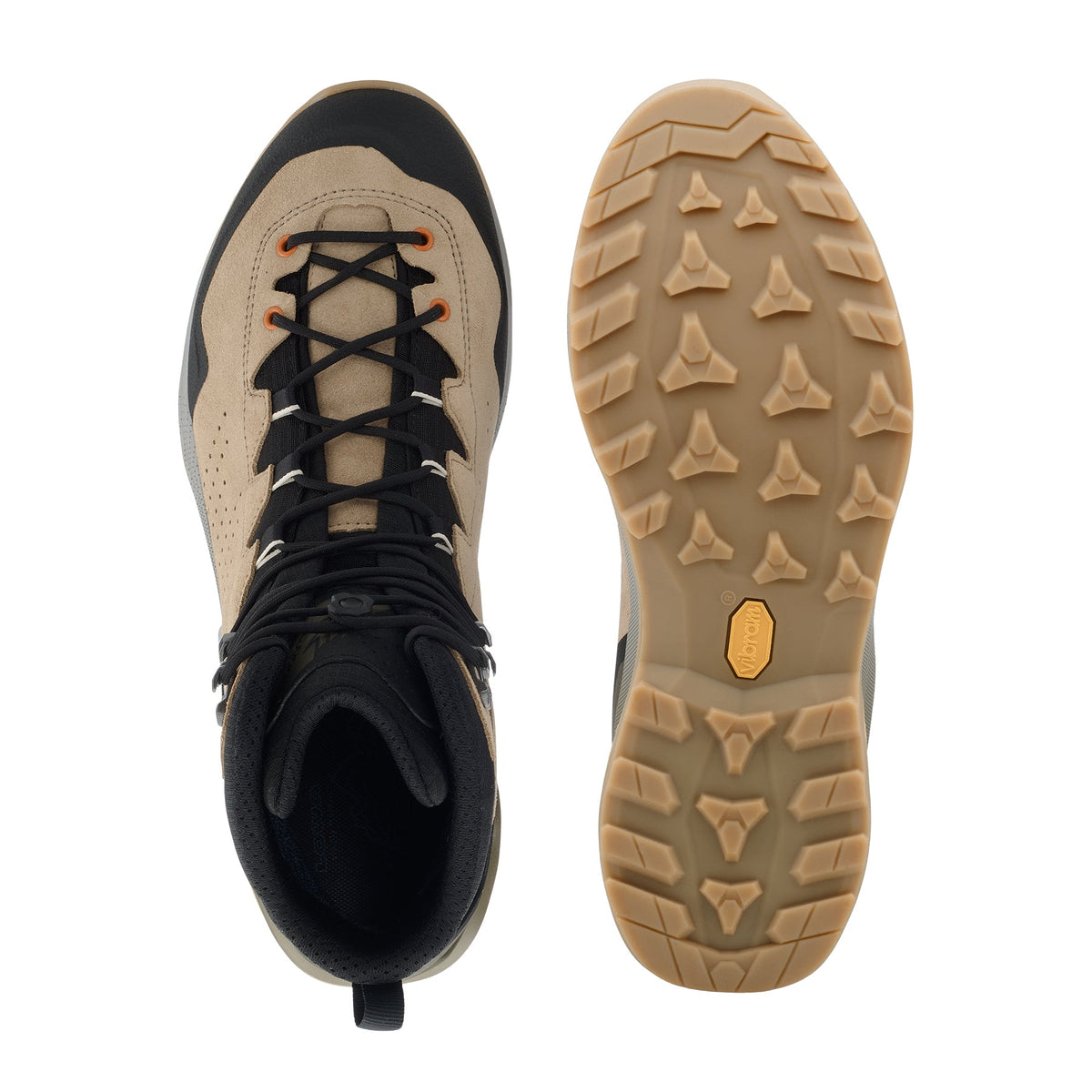 Men's LOWA® EXPLORER GTX MID backpacking boot in DESERT/BLACK with GORE-TEX waterproof protection for backpacking. SKU 2111804998