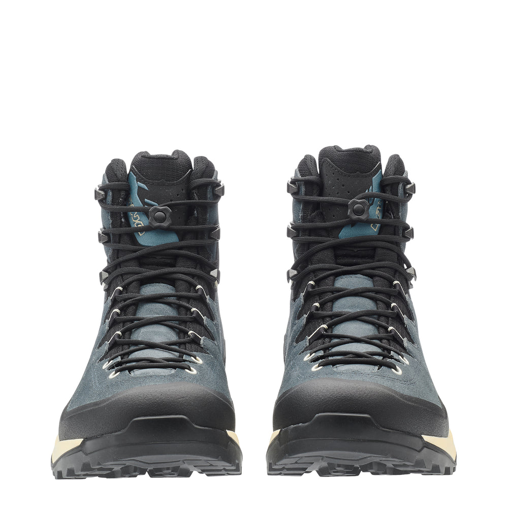 LOWA EXPLORER GTX MID men's backpacking boot in slate blue/black, front profile