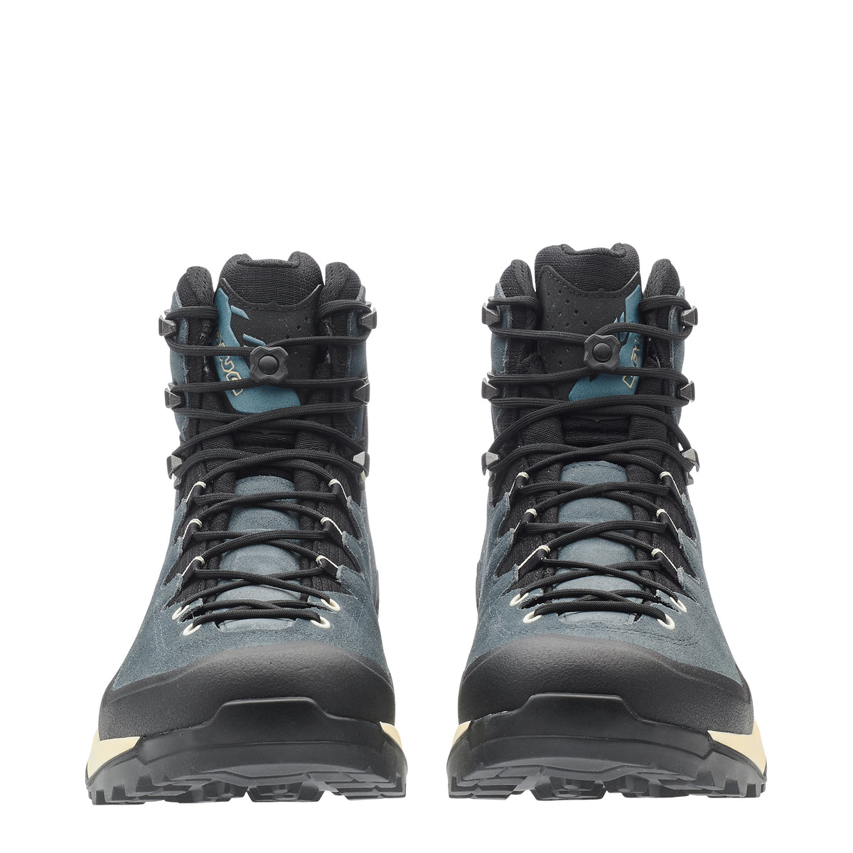 LOWA EXPLORER GTX MID men's backpacking boot in slate blue/black, front profile