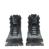 LOWA EXPLORER GTX MID men's backpacking boot in slate blue/black, front profile