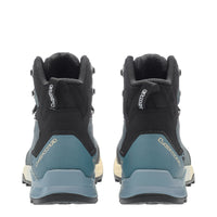 LOWA EXPLORER GTX MID men's backpacking boot in slate blue/black, heel profile