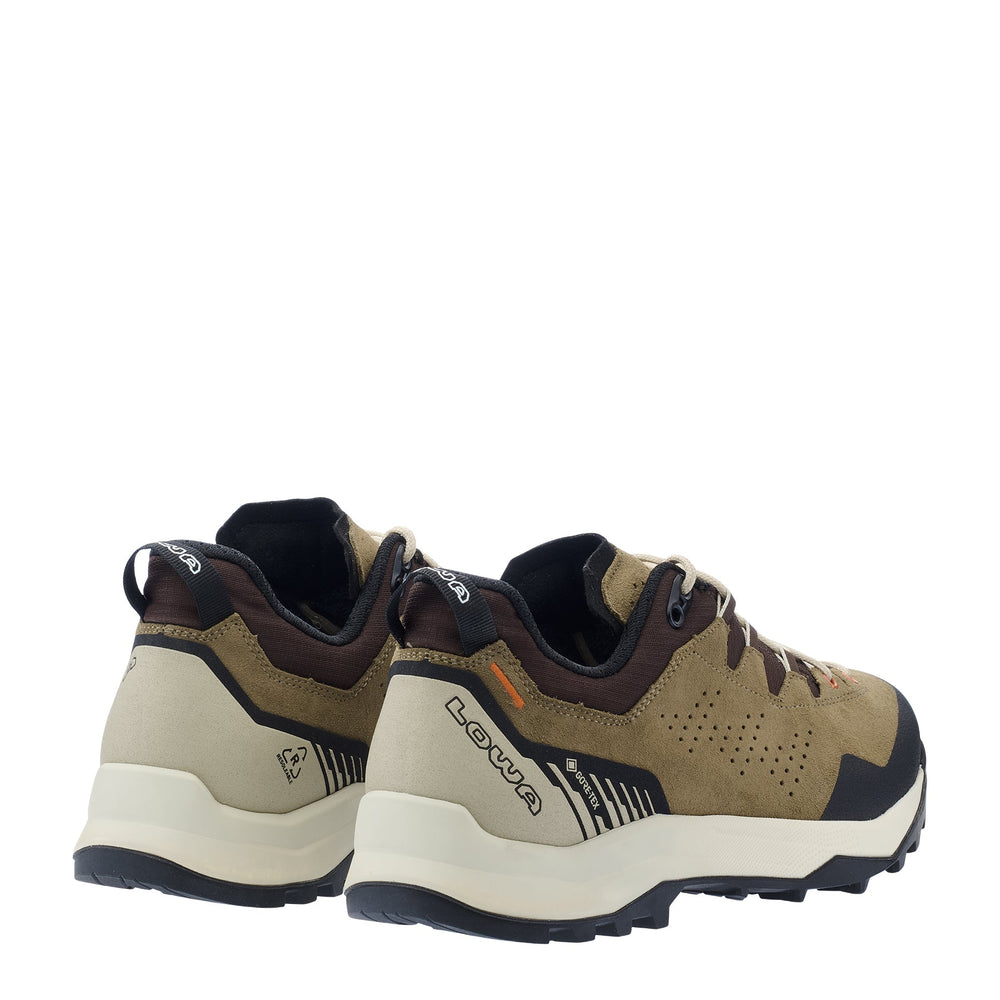 Men's LOWA® EXPLORER GTX LO backpacking boot in HUMUS/BROWN with GORE-TEX waterproof protection for backpacking. SKU 2111904485