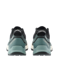 LOWA EXPLORER GTX LO men's backpacking shoe in slate blue/black, heel profile
