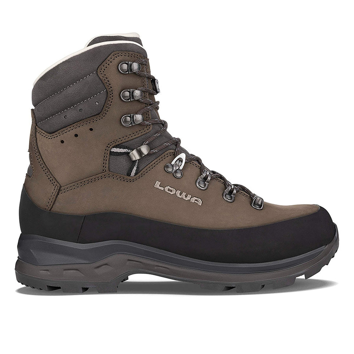 Men's LOWA TIBET EVO LL backpacking boot in SEPIA/SLATE for backpacking. SKU 2114264596, 2114274596