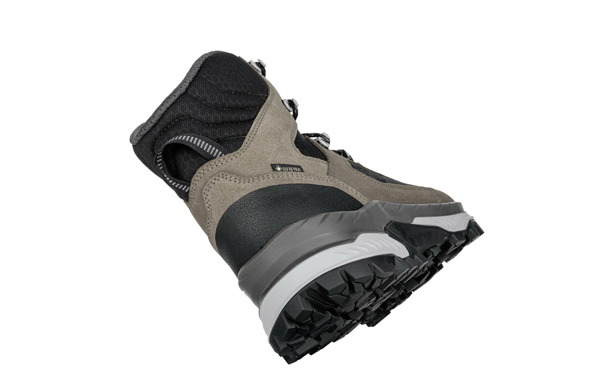 Men's LOWA CORVARA GTX MID backpacking boot in DUNE/GREY with GORE-TEX waterproof protection for backpacking. SKU 2117314833