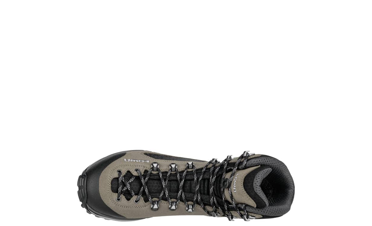Men's LOWA CORVARA GTX MID backpacking boot in DUNE/GREY with GORE-TEX waterproof protection for backpacking. SKU 2117314833