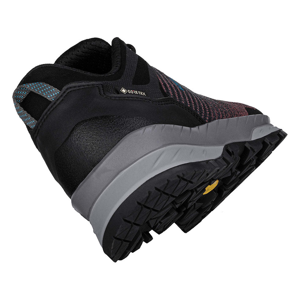 Women's LOWA CAREZZA GTX LO WS backpacking boot in BLACK/BROWN ROSE with GORE-TEX waterproof protection for backpacking. SKU 2210659931