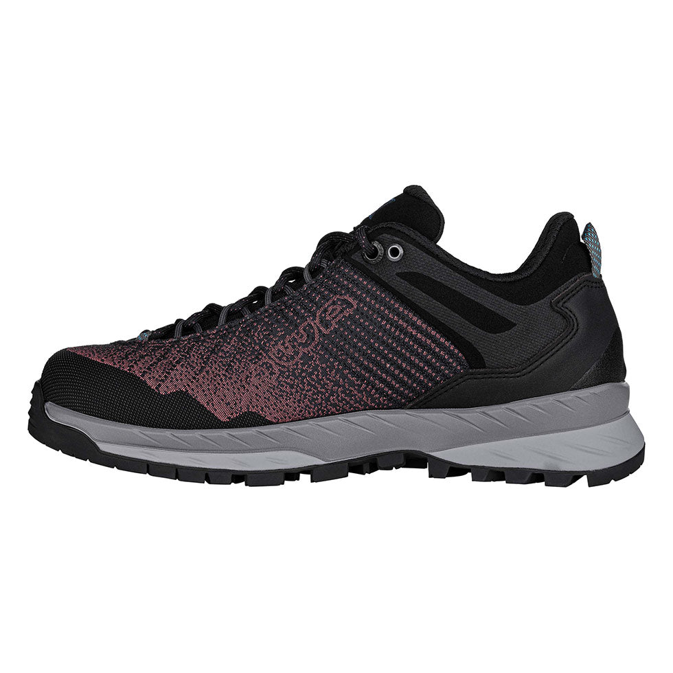 Women's LOWA CAREZZA GTX LO WS backpacking boot in BLACK/BROWN ROSE with GORE-TEX waterproof protection for backpacking. SKU 2210659931