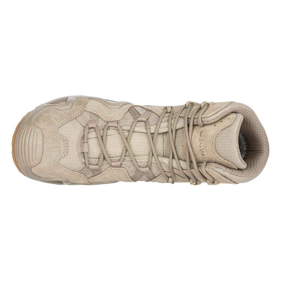 Men's LOWA ZEPHYR GTX MID TF tactical boot in DESERT with GORE-TEX waterproof protection for tactical and duty use and mountain use. SKU 3105370411