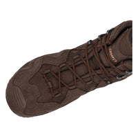 Men's LOWA ZEPHYR GTX MID TF tactical boot in DARK BROWN and DARK BROWN (NEW GTX) with GORE-TEX waterproof protection for tactical and duty use and mountain use. SKU 3105370493, 3115370493