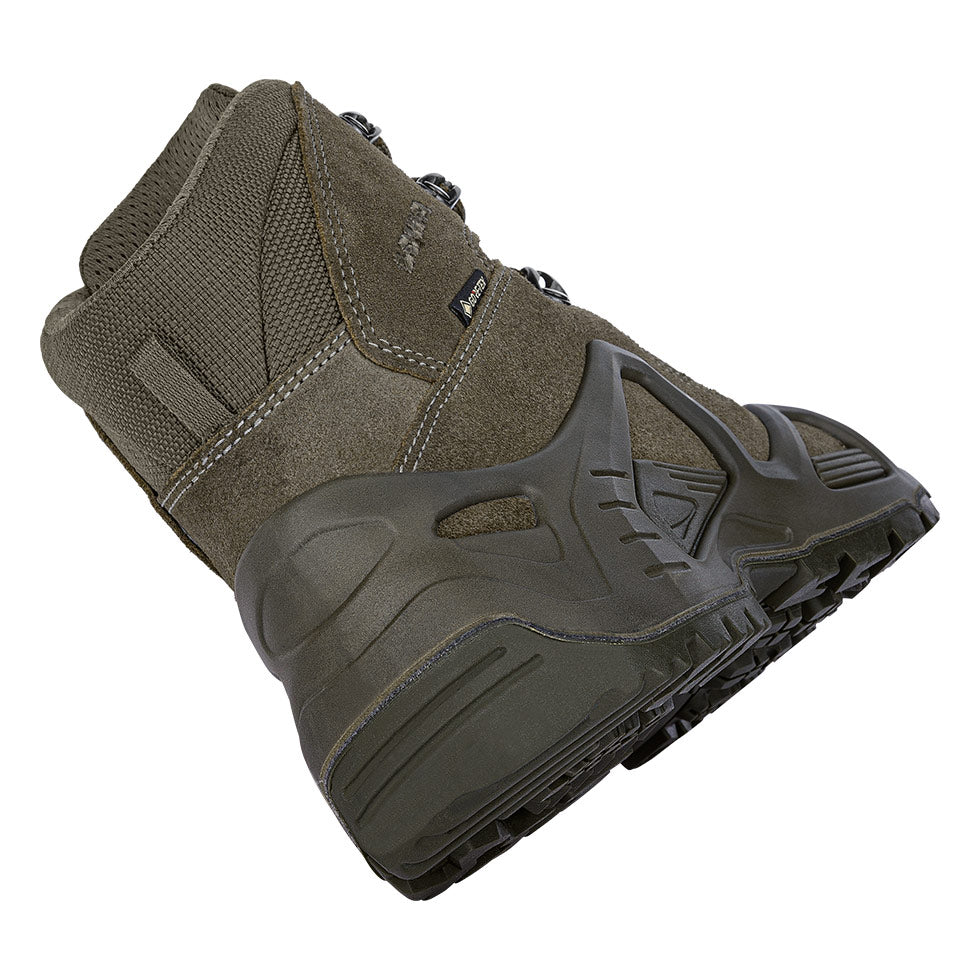 Men's LOWA ZEPHYR GTX MID TF tactical boot in RANGER GREEN and RANGER GREEN (NEW GTX) with GORE-TEX waterproof protection for tactical and duty use and mountain use. SKU 3105370750, 3115370750