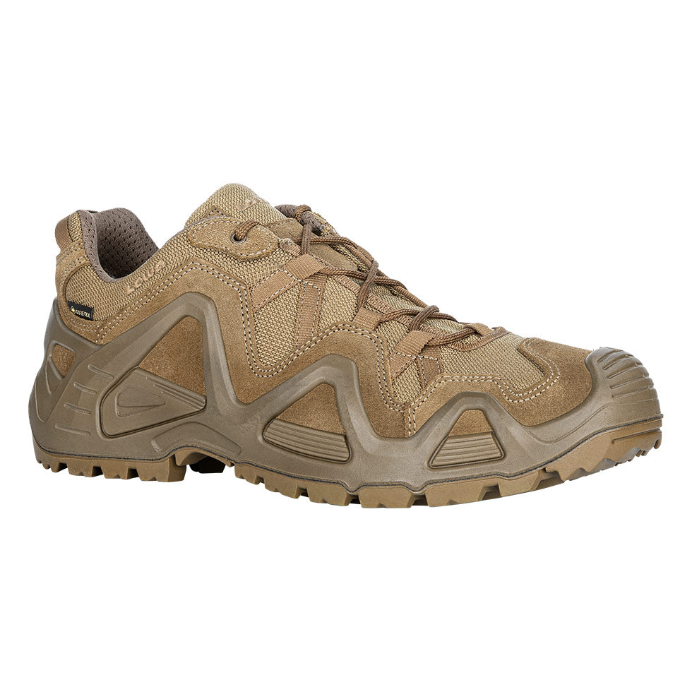 Men's LOWA ZEPHYR GTX LO TF tactical shoe in COYOTE OP with GORE-TEX waterproof protection for tactical and duty use. SKU 3105890731