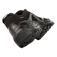 Men's LOWA ZEPHYR GTX LO TF tactical shoe in BLACK with GORE-TEX waterproof protection for tactical and duty use. SKU 3105890999