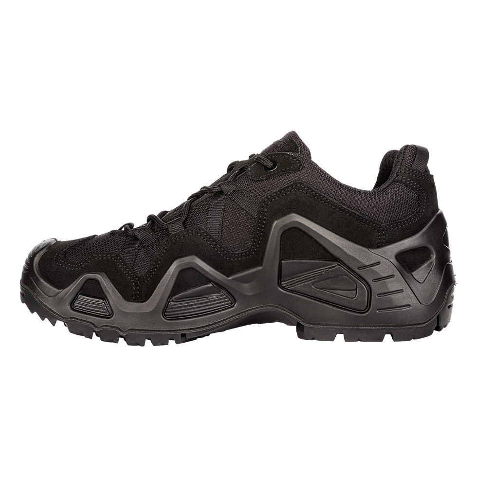 Men's LOWA ZEPHYR GTX LO TF tactical shoe in BLACK with GORE-TEX waterproof protection for tactical and duty use. SKU 3105890999