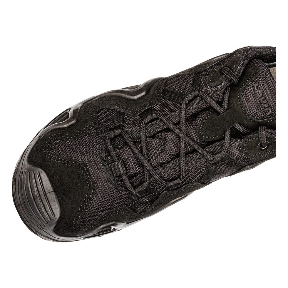 Men's LOWA ZEPHYR GTX LO TF tactical shoe in BLACK with GORE-TEX waterproof protection for tactical and duty use. SKU 3105890999