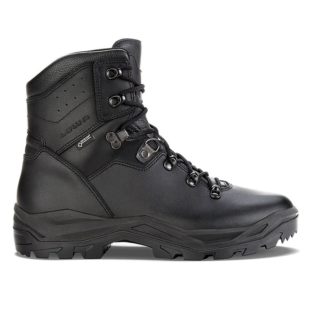 Men's LOWA R-6 GTX tactical boot in BLACK with GORE-TEX waterproof protection for tactical and duty use. SKU 3106720999, 3106730999
