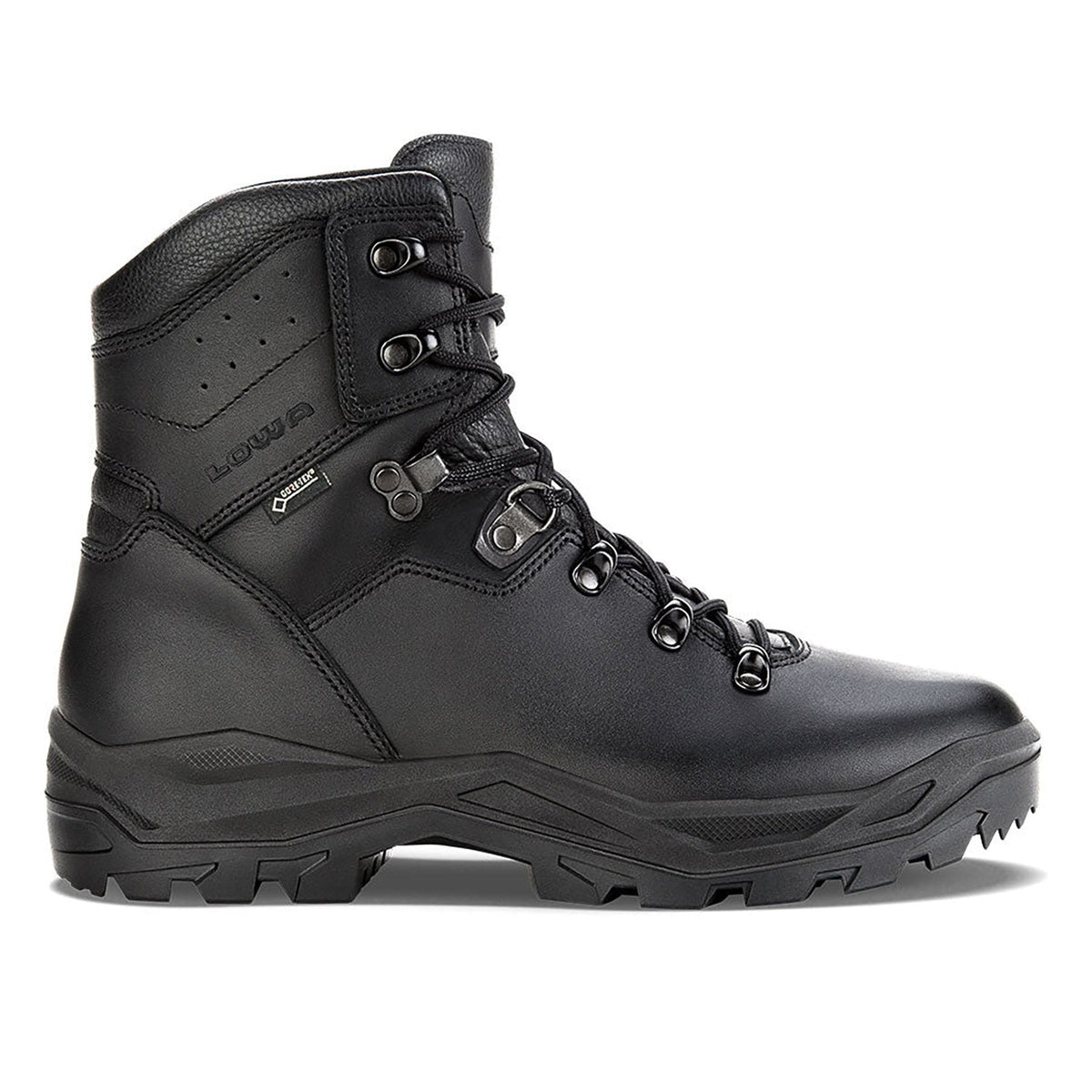 Men's LOWA R-6 GTX tactical boot in BLACK with GORE-TEX waterproof protection for tactical and duty use. SKU 3106720999, 3106730999