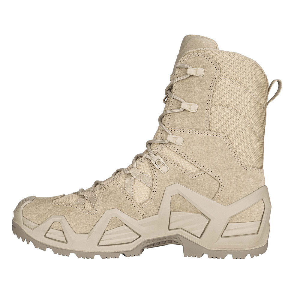 Men's LOWA ZEPHYR MK2 GTX HI tactical boot in DESERT and DESERT (NEW GTX) with GORE-TEX waterproof protection for tactical and duty use. SKU 3108500410, 3118500410