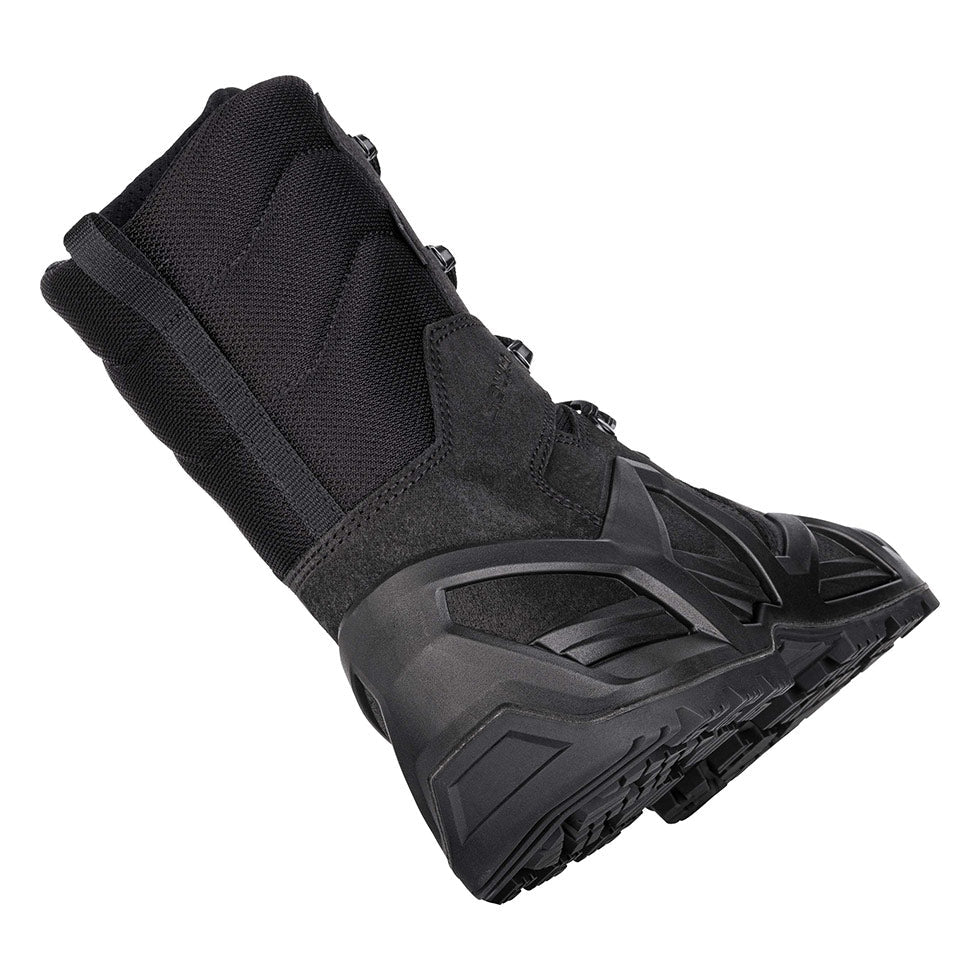 Men's LOWA ZEPHYR MK2 GTX HI tactical boot in BLACK (NEW GTX) with GORE-TEX waterproof protection for tactical and duty use. SKU 3118500999, 3118510999