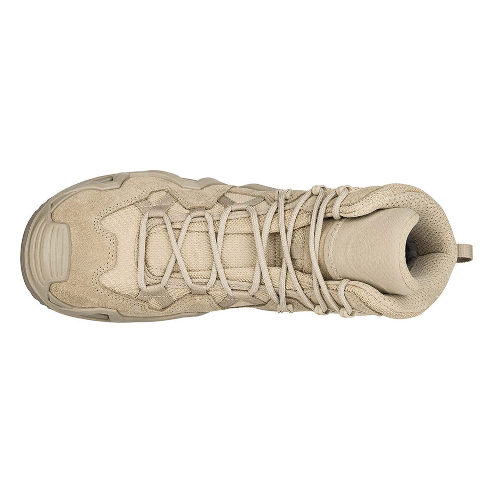 Men's LOWA ZEPHYR MK2 GTX MID tactical boot in DESERT with GORE-TEX waterproof protection for tactical and duty use. SKU 3108540410