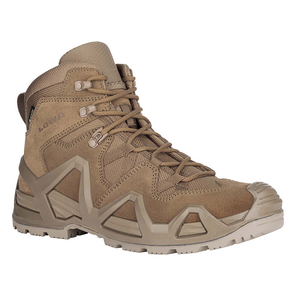 Men's LOWA ZEPHYR MK2 GTX MID tactical boot in COYOTE OP with GORE-TEX waterproof protection for tactical and duty use. SKU 3108540731, 3108550731