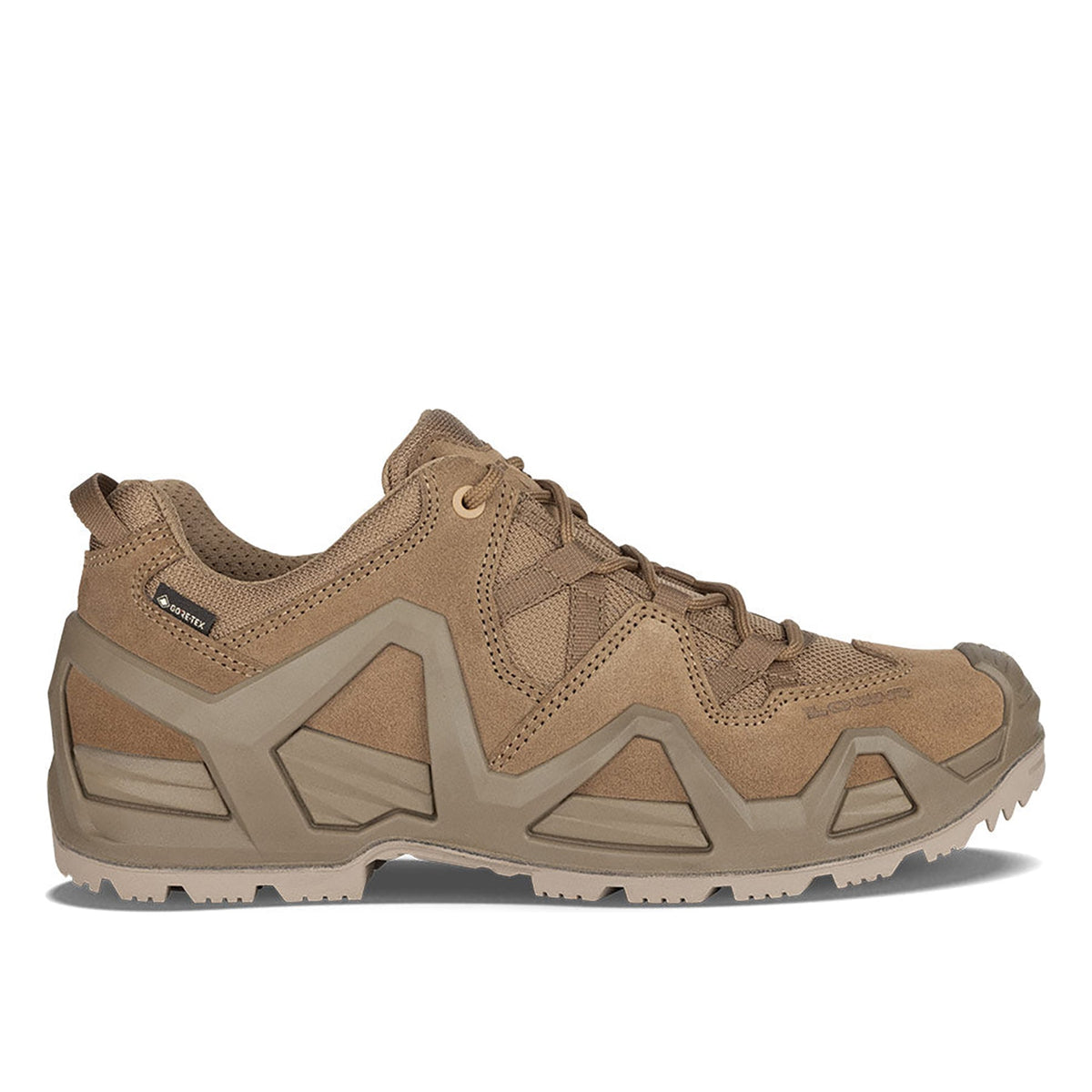 Men's LOWA ZEPHYR MK2 GTX LO tactical shoe in COYOTE OP (NEW GTX) with GORE-TEX waterproof protection for tactical and duty use. SKU 3118900731