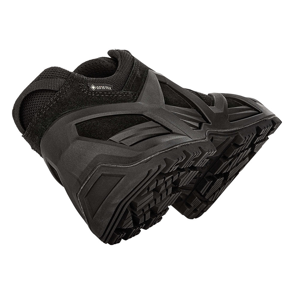 Men's LOWA ZEPHYR MK2 GTX LO tactical shoe in BLACK (NEW GTX) with GORE-TEX waterproof protection for tactical and duty use. SKU 3118900999