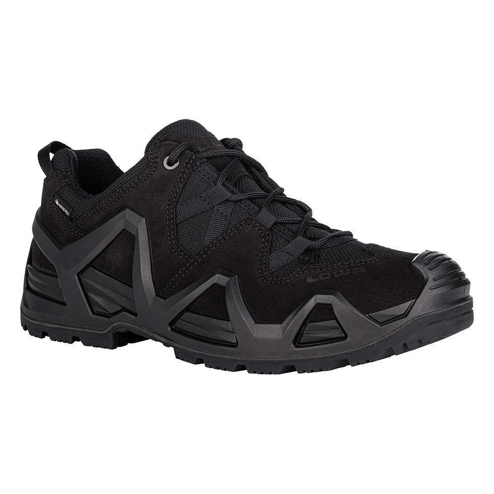 Men's LOWA ZEPHYR MK2 GTX LO tactical shoe in BLACK (NEW GTX) with GORE-TEX waterproof protection for tactical and duty use. SKU 3118900999