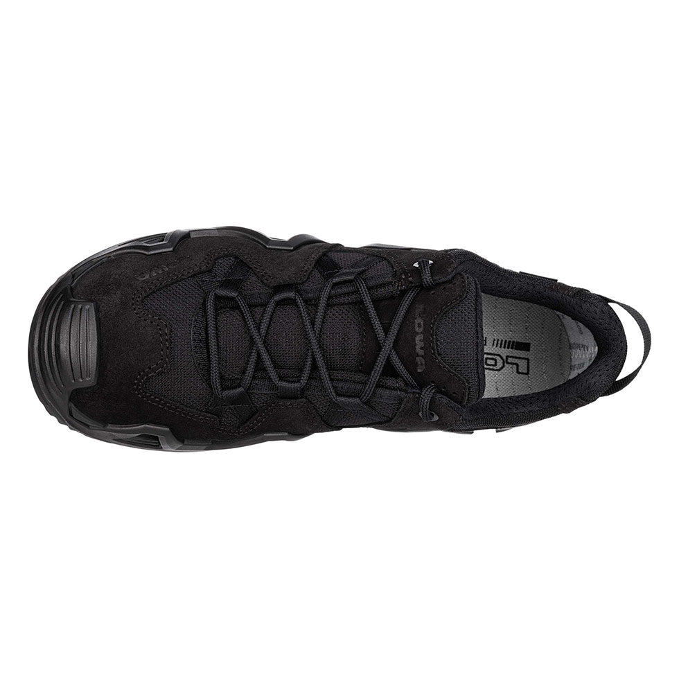 Men's LOWA ZEPHYR MK2 GTX LO tactical shoe in BLACK (NEW GTX) with GORE-TEX waterproof protection for tactical and duty use. SKU 3118900999