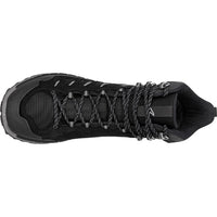 Black hiking boot on a white background