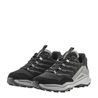 Men's LOWA MADDOX PRO GTX LO hiking shoe in BLACK/GREY with GORE-TEX waterproof protection for hiking. SKU 3113319930, 3116309930