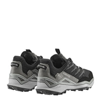 Men's LOWA MADDOX PRO GTX LO hiking shoe in BLACK/GREY with GORE-TEX waterproof protection for hiking. SKU 3113319930, 3116309930