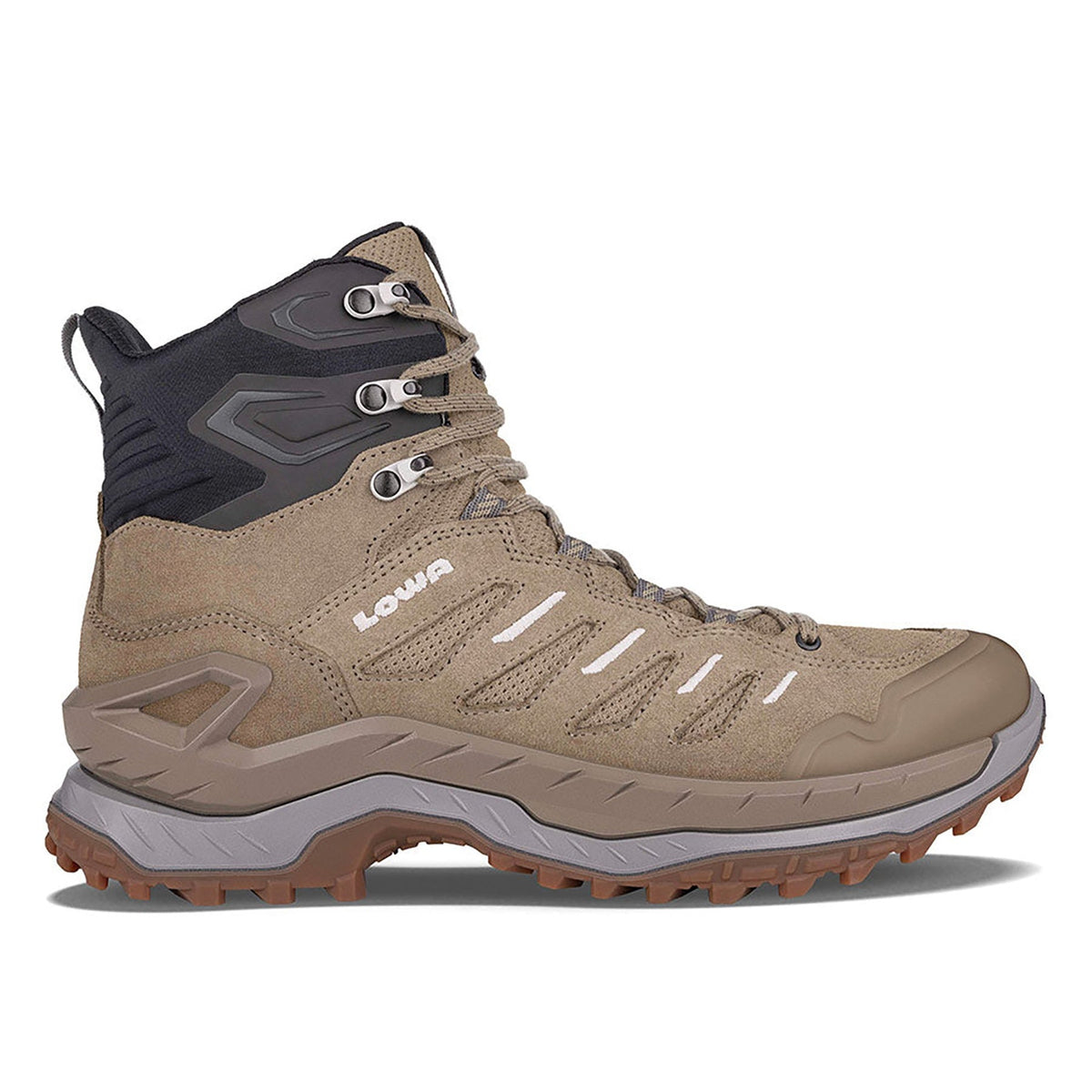 Men's LOWA INNOVO MID hiking boot in DUNE/GREY for hiking. SKU 3113354833