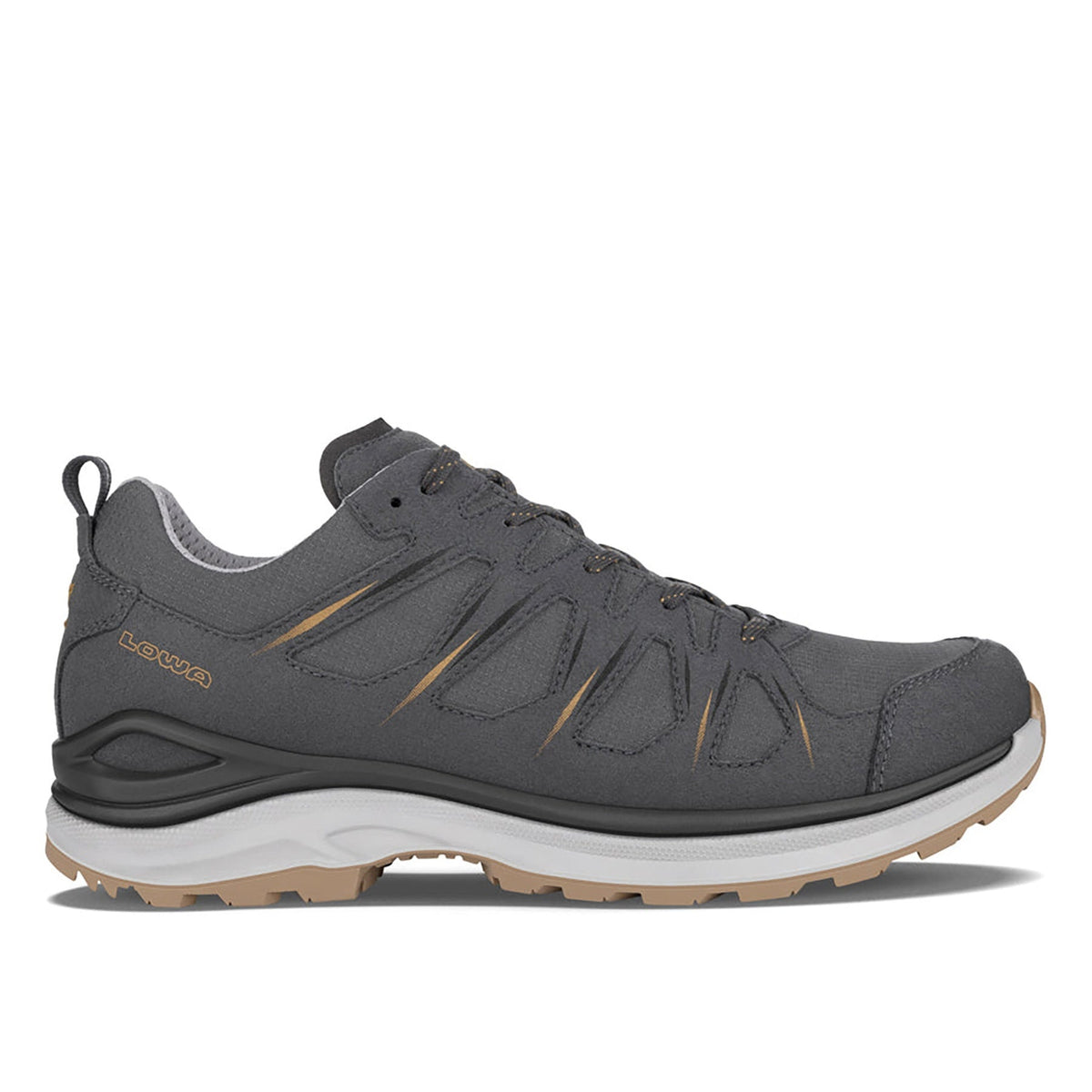 Men's LOWA INNOX EVO II GTX hiking boot in ANTHRACITE/BRONZE with GORE-TEX waterproof protection for hiking. SKU 3114167945