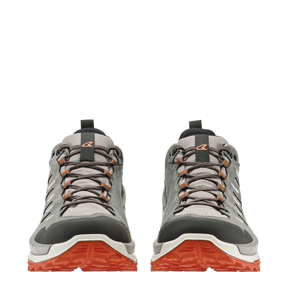 Men's LOWA INNOVO GTX LO hiking shoe in GREY/FLAME with GORE-TEX waterproof protection for hiking. SKU 3115509055
