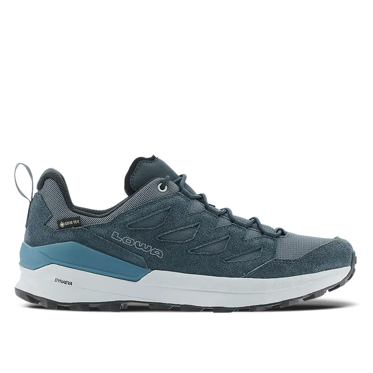 Men's LOWA TETONIX GTX LO hiking shoe in NAVY/GREY with GORE-TEX waterproof protection for hiking. SKU 3115906930