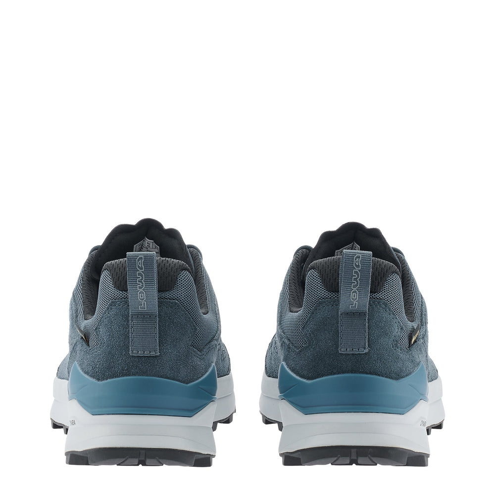 Men's LOWA TETONIX GTX LO hiking shoe in NAVY/GREY with GORE-TEX waterproof protection for hiking. SKU 3115906930