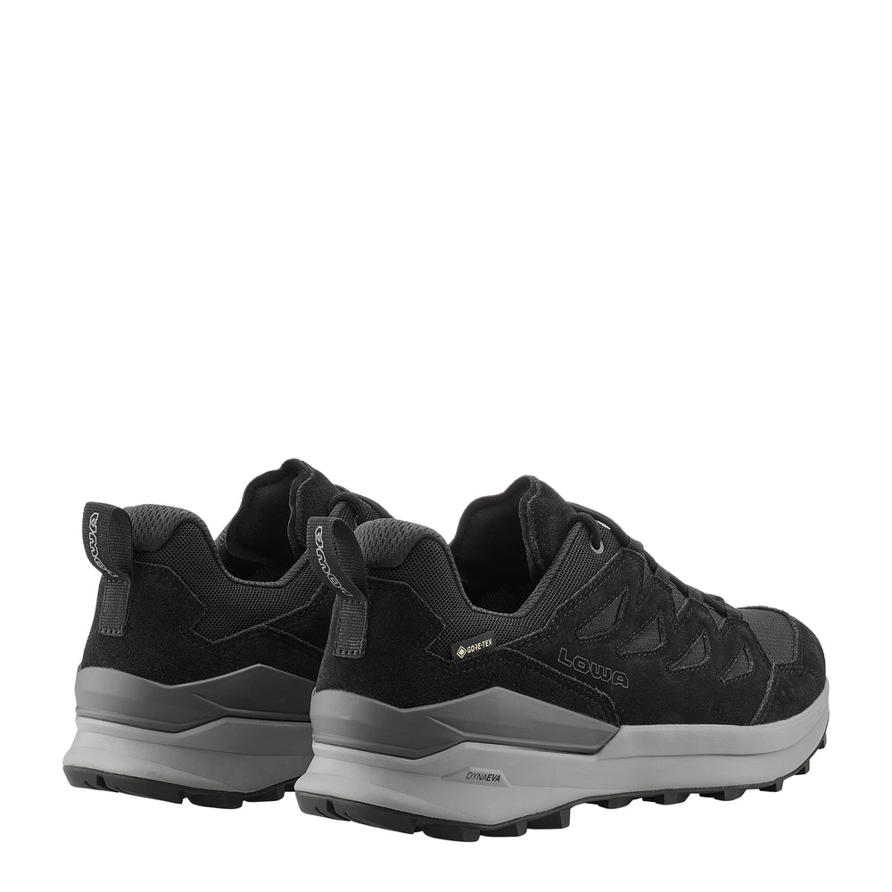 LOWA TETONIX GTX LO men's hiking shoe in black/grey, back profile
