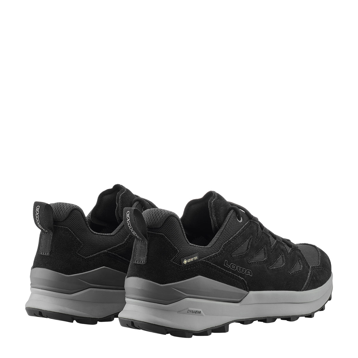LOWA TETONIX GTX LO men's hiking shoe in black/grey, back profile