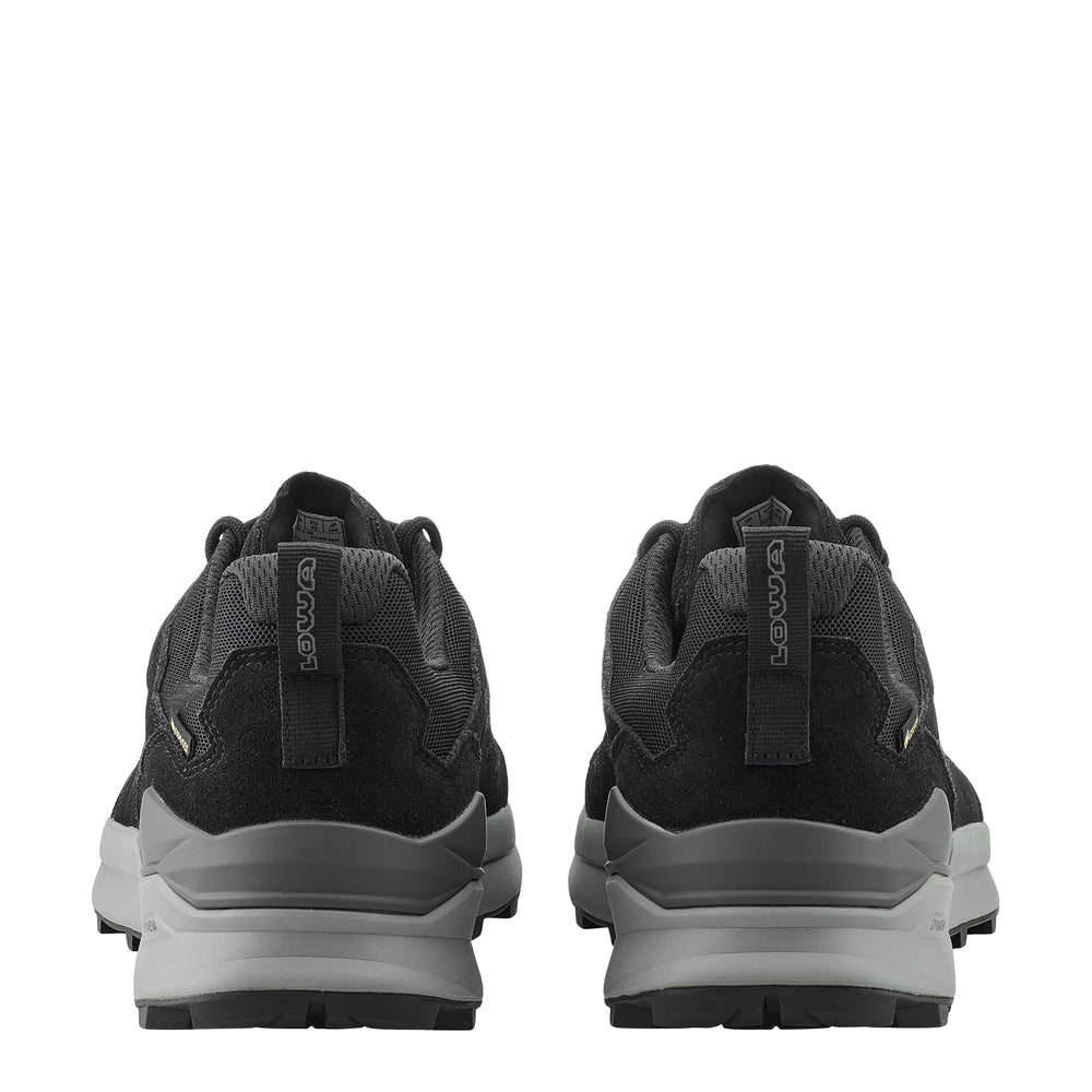 LOWA TETONIX GTX LO men's hiking shoe in black/grey, heel profile