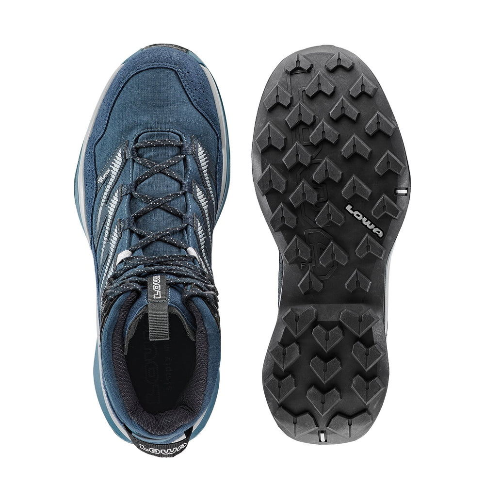 Men's LOWA MADDOX PRO GTX MID hiking boot in NAVY/MARINE BLUE with GORE-TEX waterproof protection for hiking. SKU 3116206966