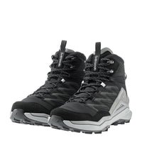 Men's LOWA MADDOX PRO GTX MID hiking boot in BLACK/GREY with GORE-TEX waterproof protection for hiking. SKU 3116209930, 3116219930