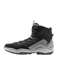 Men's LOWA MADDOX PRO GTX MID hiking boot in BLACK/GREY with GORE-TEX waterproof protection for hiking. SKU 3116209930, 3116219930