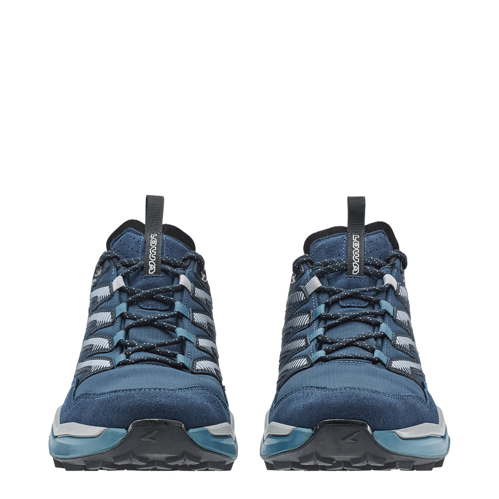 Men's LOWA MADDOX PRO GTX LO hiking shoe in NAVY/MARINE BLUE with GORE-TEX waterproof protection for hiking. SKU 3116306966