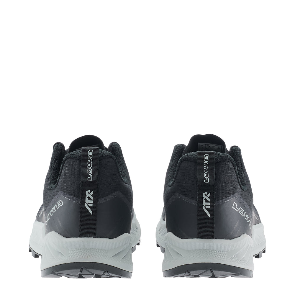 LOWA AMPLUX 2 GTX men's trail running shoe in grey/black, heel profile